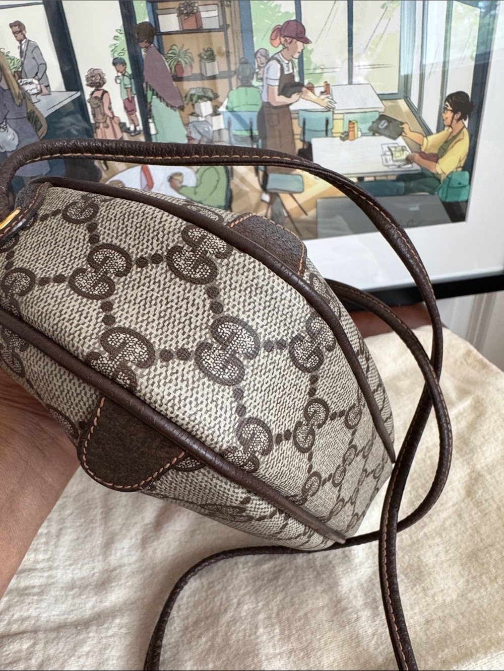 GUCCI Vintage Ophidia GG Monogram Canvas Sherry Line Crossbody Bag - Picture 11 of 13